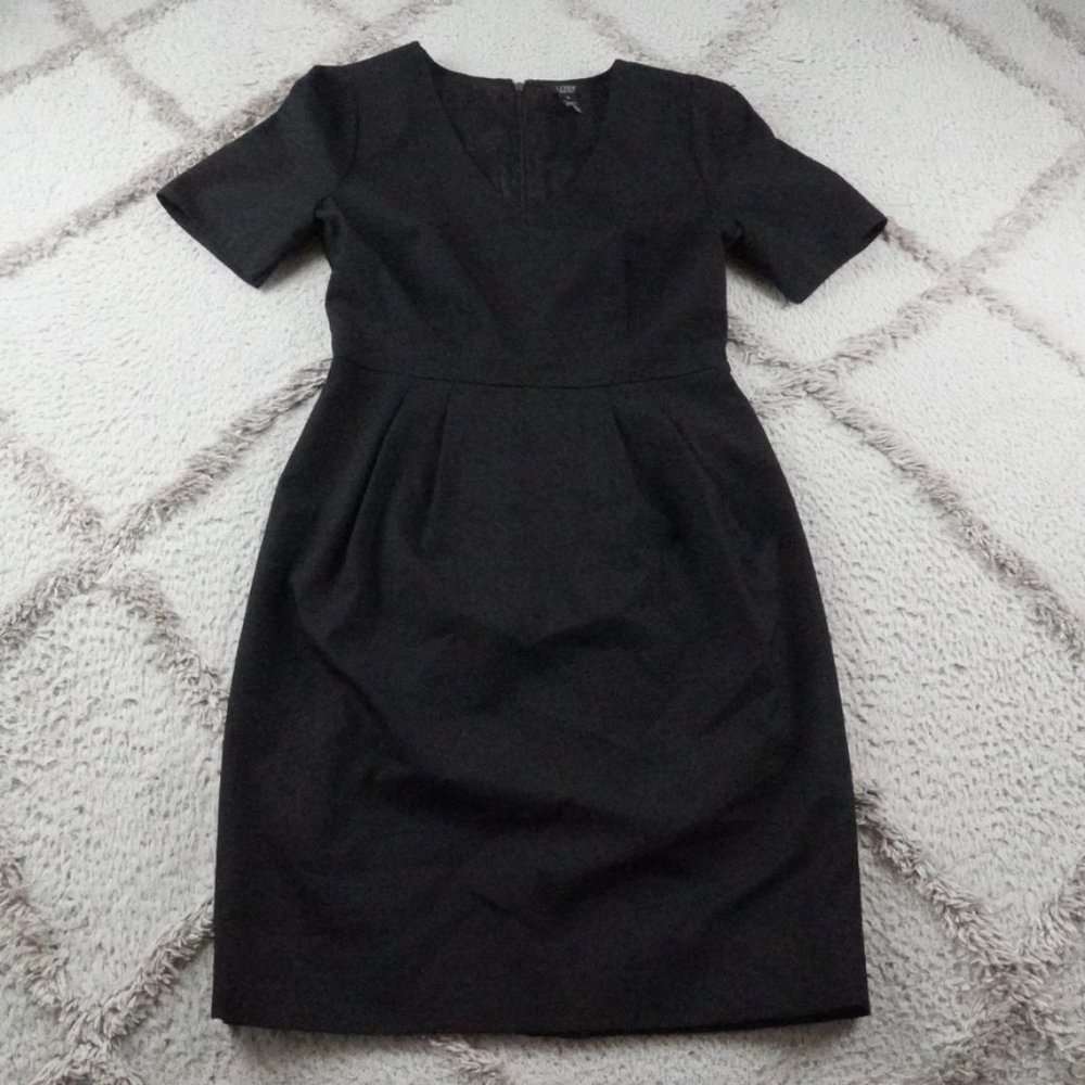 J.Crew Super 120 Sheath Dress Womens 6 Black Short Sleeve Office Attire
